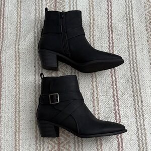 Maurices Black Ankle Booties with Buckle Detail